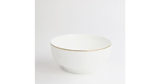 Little White Dish Classic Soup Bowl, Gold Rim, Set/4