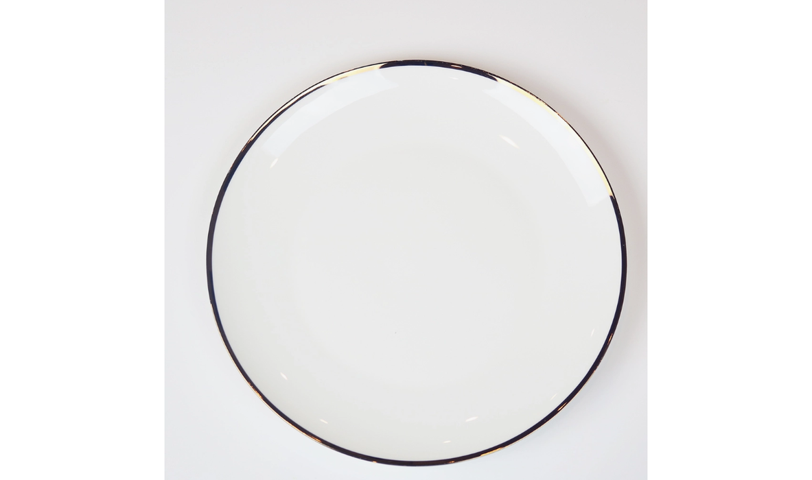 Little White Dish Narrow Gold Rim Dinnerware, Set/4