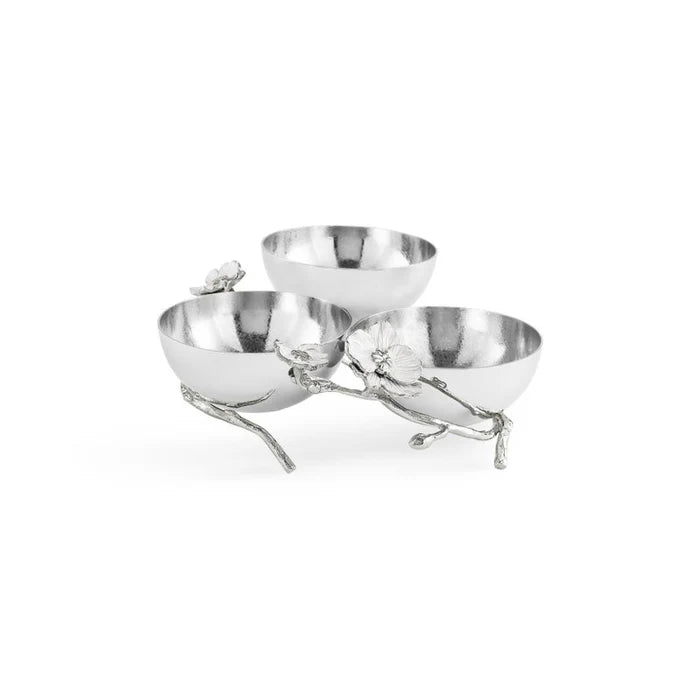 Michael Aram Silver Orchid Triple Bowl