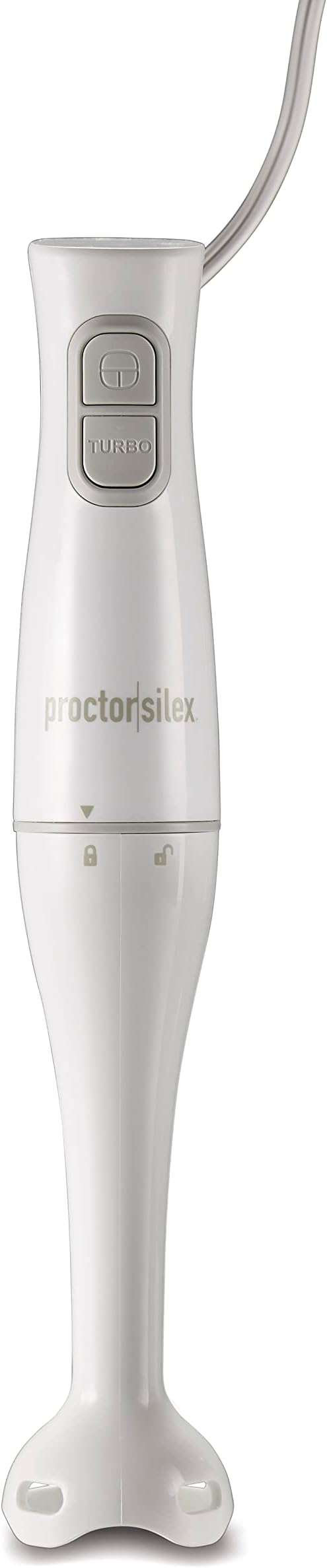 Proctor Silex Hand Held Immersion Blender, Ergonomic Grip Stainless Steel Blade, Extra-Long, 5 ft, White