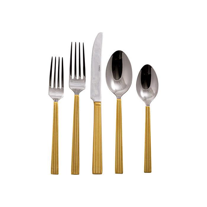 Vikko Crown Topaz Silver/Gold Handle Flatware Set, Service for 4