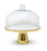 Vivience Gold and White Cake Stand with Glass Dome