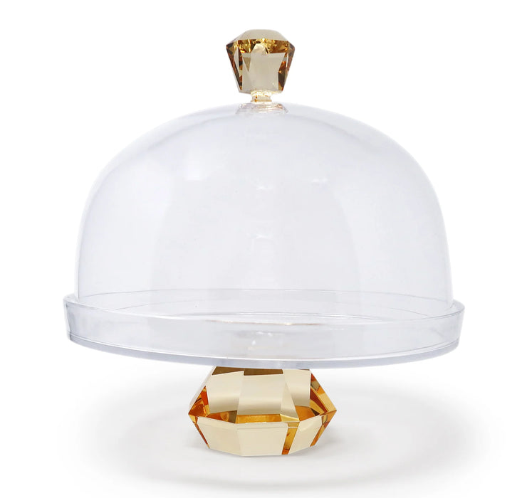 Vivience Glass Cake Dome with Colored Diamond Base and Knob