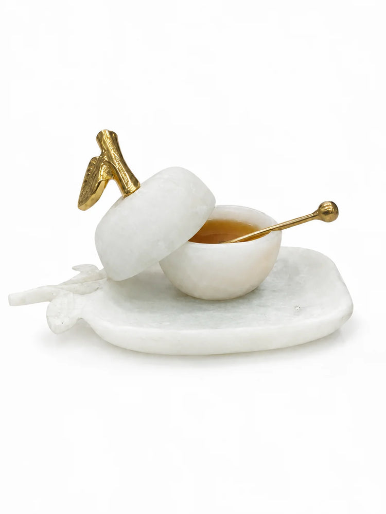 Vivience Marble Apple Honey Dish and Tray