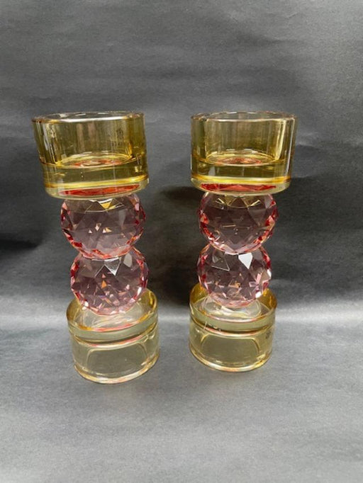 Vivience Candle Holders, Amber/Pink, Set/2