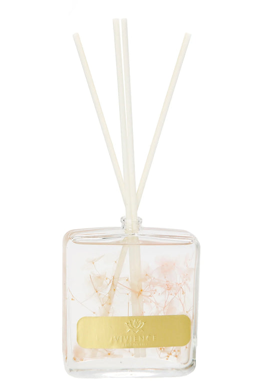 Classic Touch Vivience Clear Bottle, Pink & White Flower, White Reeds