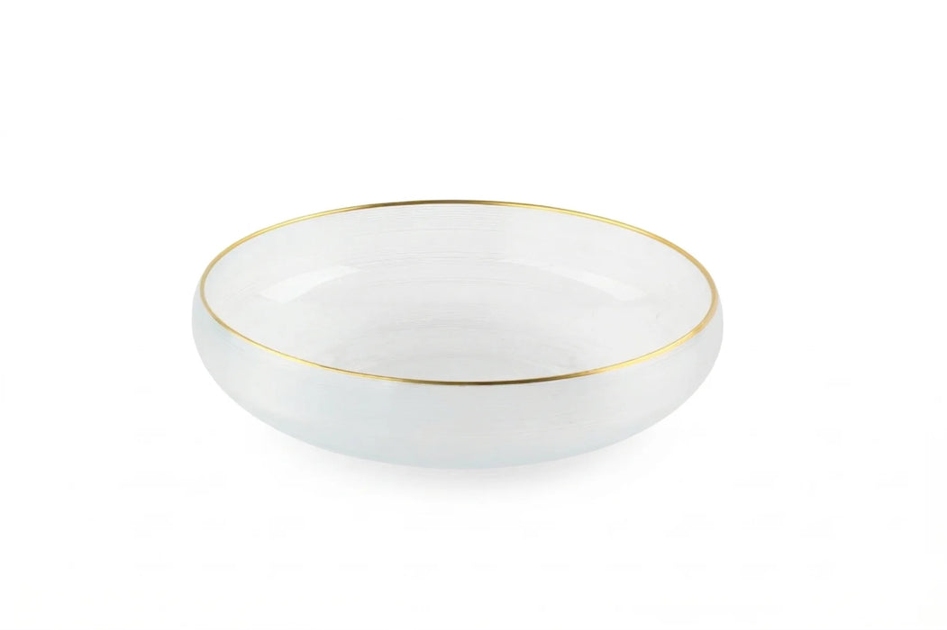 Vivience Curved Glass Bowl with Gold Rim