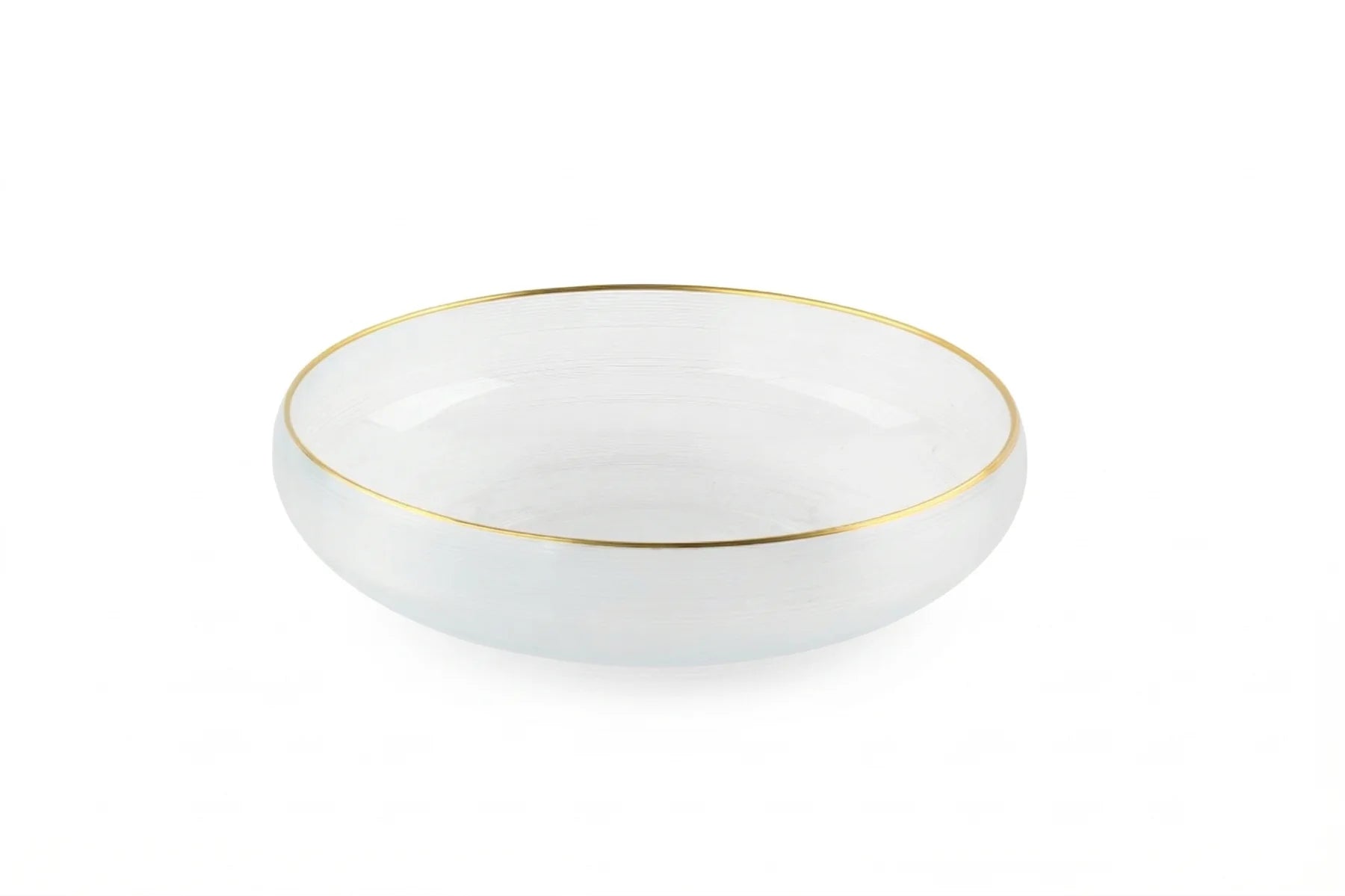 Vivience Curved Glass Bowl with Gold Rim