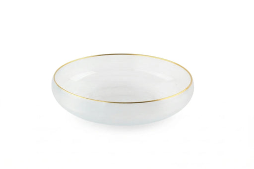 Vivience Curved Glass Bowl with Gold Rim