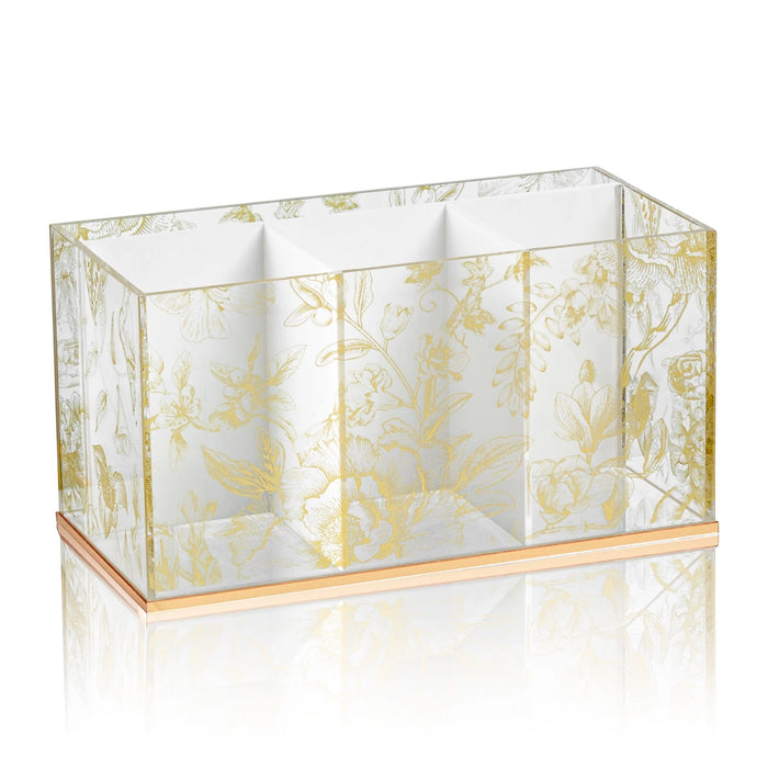 Waterdale Collection Silverware Caddy, French Toile, Gold