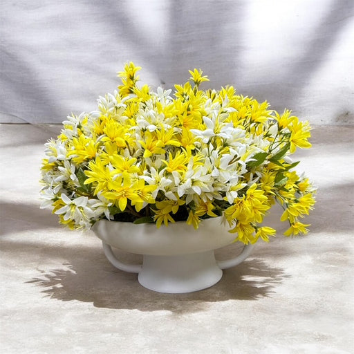 CDI White and Yellow Spray Flowers in White Bowl