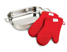 All-Clad, 00830, Gourmet Accessories, Lasagna Pan w/ Mitts, Stainless Steel