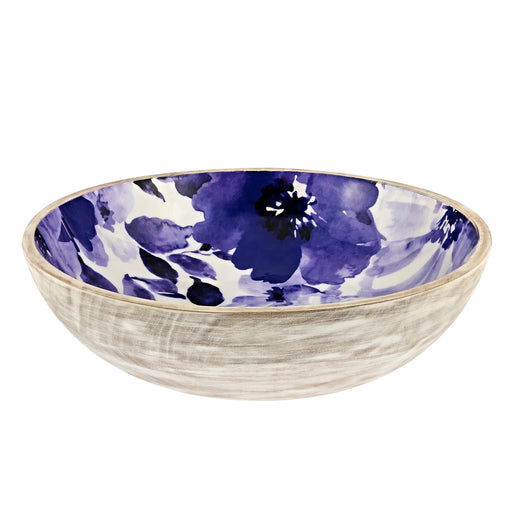 Godinger Wood Bowl 12 Inch Bowl with enamel patterned interior