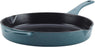 Ayesha Curry Home Cast Iron 12" Skillet w/pour spouts Twilight Teal Blue Metallic
