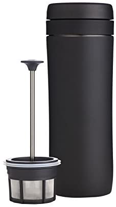 ESPRO P1 Double Walled Stainless Steel Vacuum Insulated Travel Coffee French Press, 12 Ounce, Black