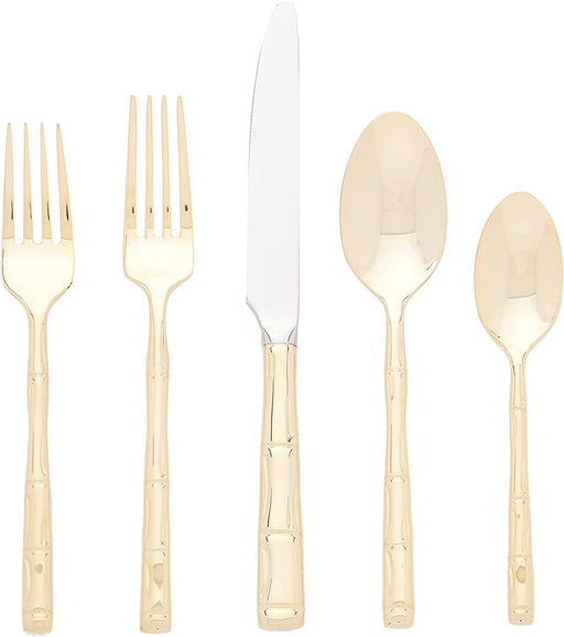 Wallace Bamboo Gold-Plated 20-Piece Stainless Steel Flatware Set, Service for 4