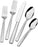 Mikasa Oliver Gleam 65-Piece 18/10 Stainless Steel Flatware Set with Serving Utensils, Service for 12, Silver