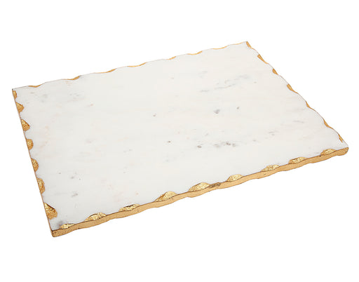 Godinger White Marble Challah Board with Gold Trim