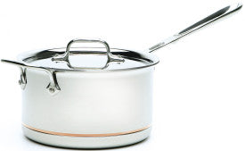 All-Clad, 6204 SS, 4 Qt. Sauce Pan w/ Loop & Lid, with Copper