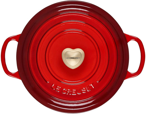 Le Creuset Cerise with SS Heart Knob Signature Round Dutch Oven, 3.5 qt