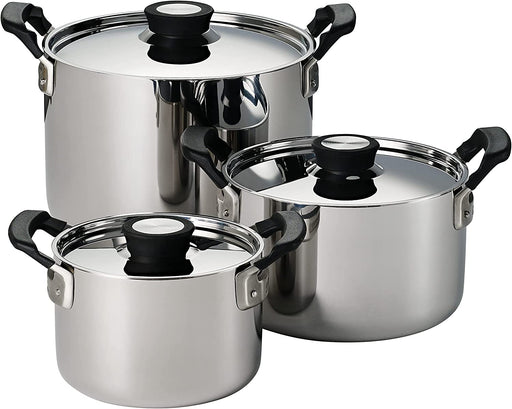 Tramontina Nesting 6 Pc Stainless Steel Tri-Ply Clad Sauce Pan and Stock Pot Set
