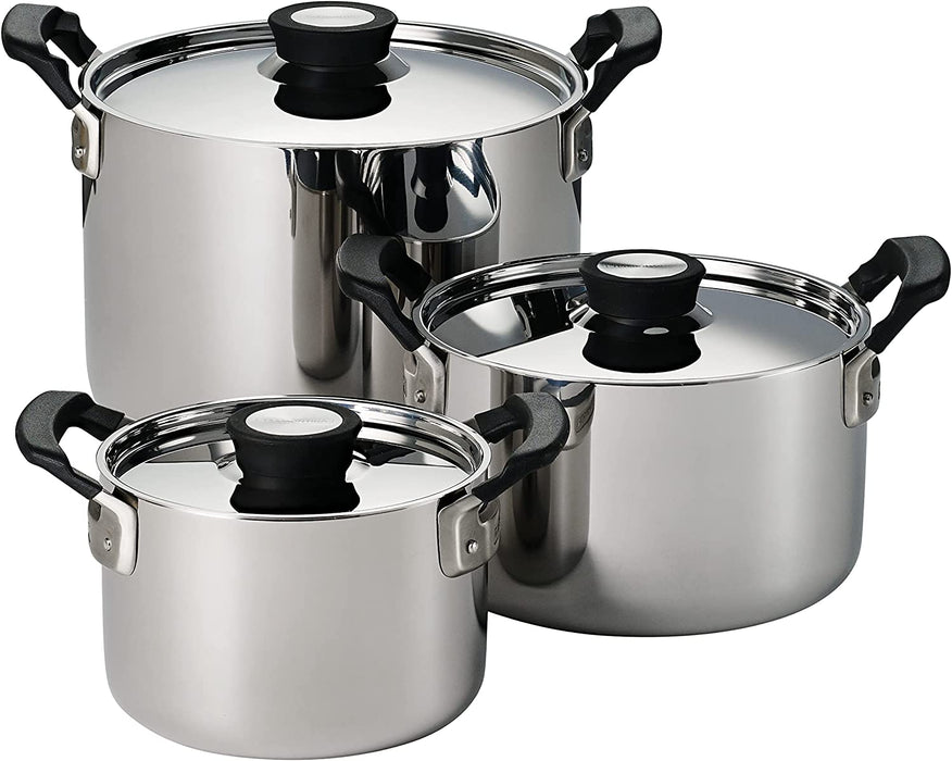 Tramontina Nesting 6 Pc Stainless Steel Tri-Ply Clad Sauce Pan and Stock Pot Set