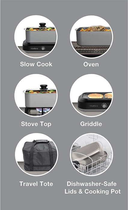 Westbend 87905 "5 Qt Versatility™ Cooker with Black Tote,Travel Lid, Silver
