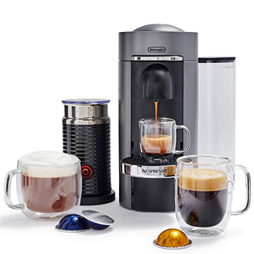 Nespresso VertuoPlus Deluxe Coffee and Espresso Machine by De'Longhi with Aeroccino, Titan