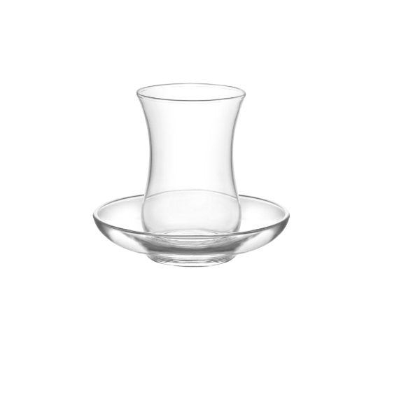 Lav Glass Tea Cup W/ Glass Saucer, 4 Oz, 6 Pk,
