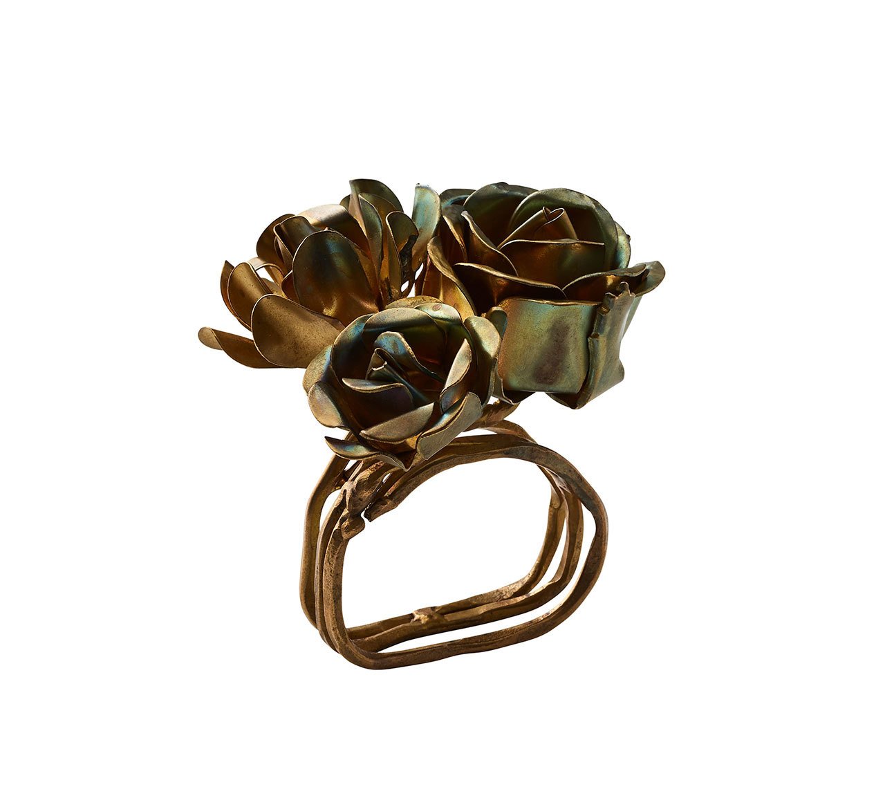 Kim Seybert Bouquet Napkin Ring in Gold, set of 4