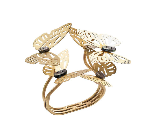 Kim Seybert Butterfly Garden Napkin Ring in Gold & Silver, Set of 4