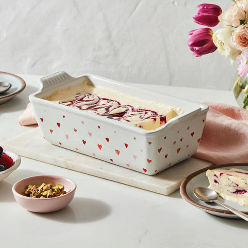 Le Creuset L'Amour Collection Loaf Pan, White With Heart Applique
