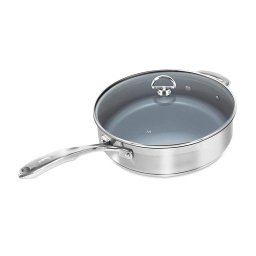 Chantal Induction 21 Steel Saute Skillet w/ Ceramic Coating and Glass Lid