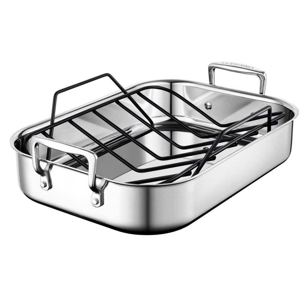 Le Creuset Small Roasting Pan (14 Inch  x 10 Inch ) with Nonstick Rack