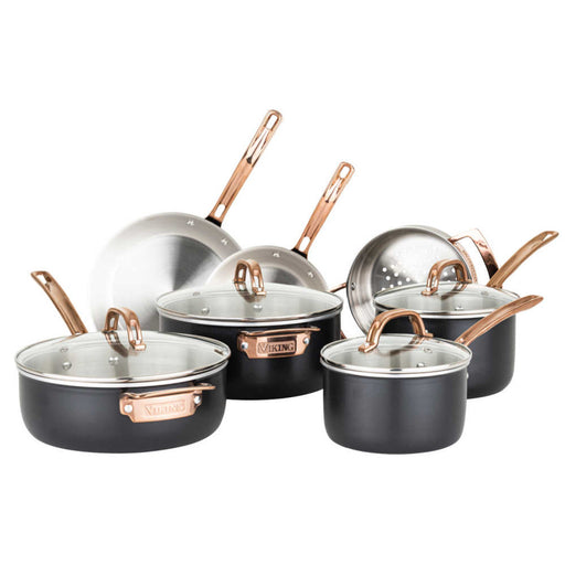 Viking Multi-Ply 3-Ply Matte Black & Copper 11-Piece Cookware Set