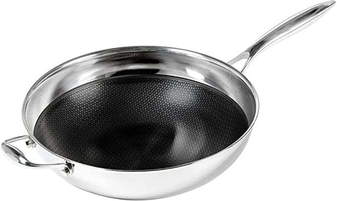 Black Cube Hybrid Stainless Steel Frying Pan with Nonstick Coating
