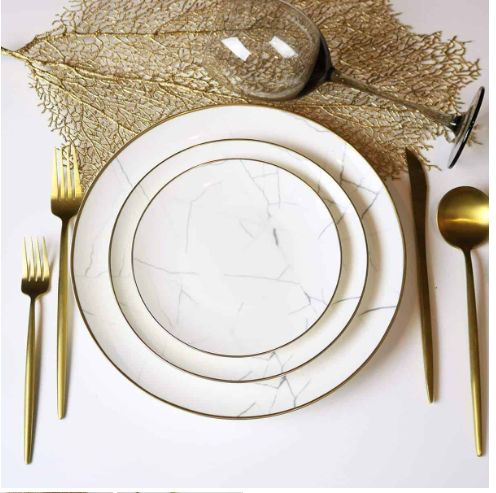 Little White Dish Carrara Marble Dinnerware Set