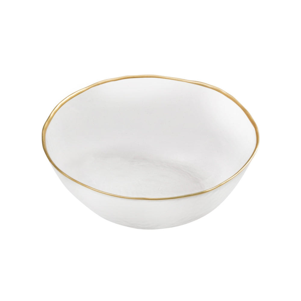 Classic Touch Clear Round Bowl with Gold Rim