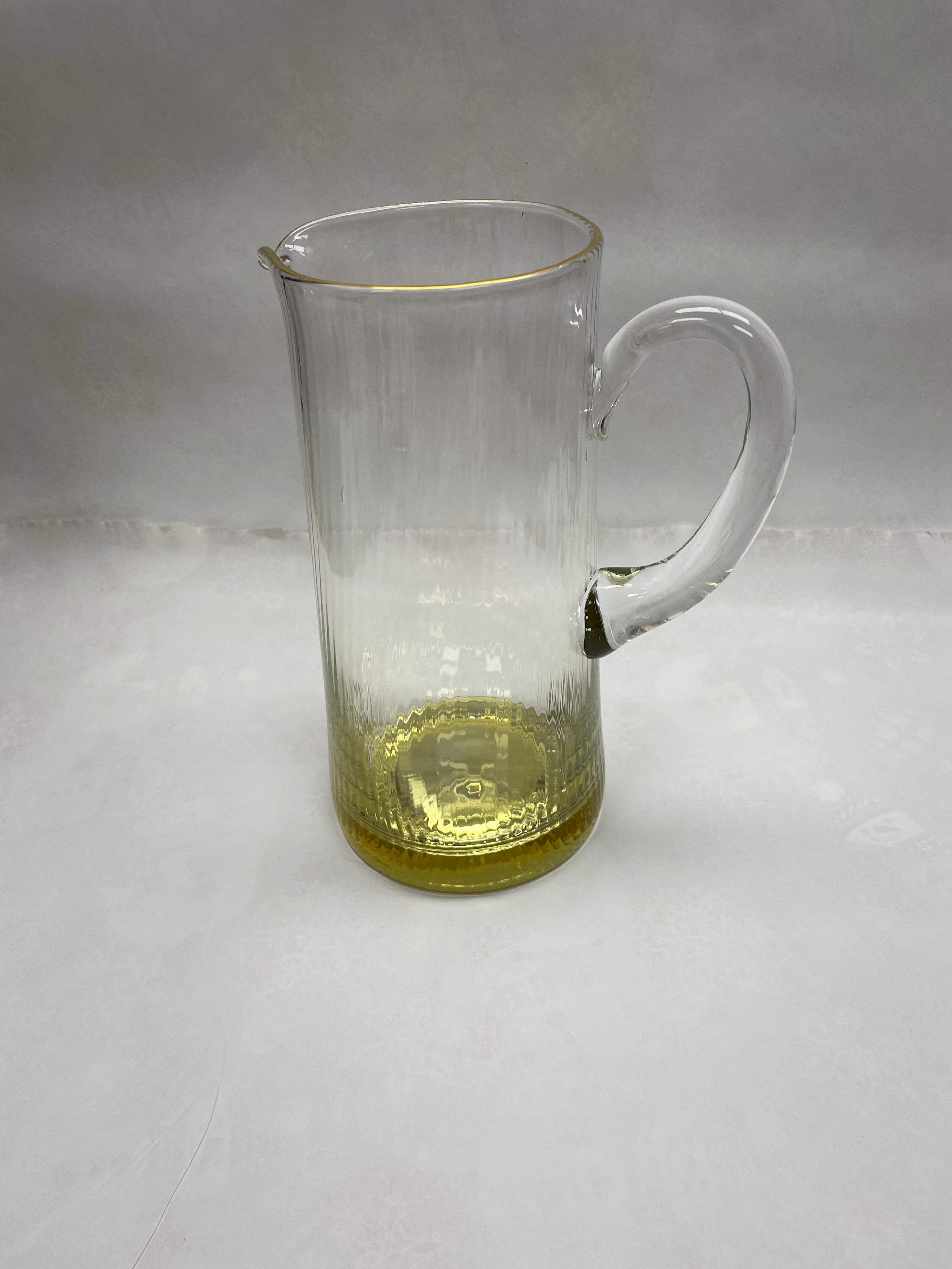 Classic Touch Pitcher with Gold Dipped Bottom and Gold Rim