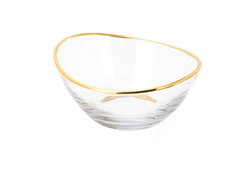 Classic Touch Glass Serving Bowl with Gold Trim
