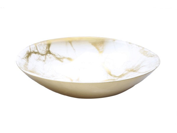 Classic Touch White and Gold Marbelize Bowl