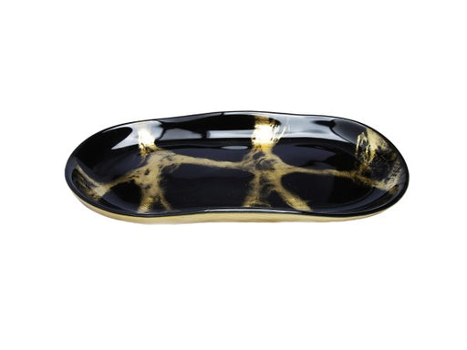 Classic Touch Black and Gold Marbelized Dish