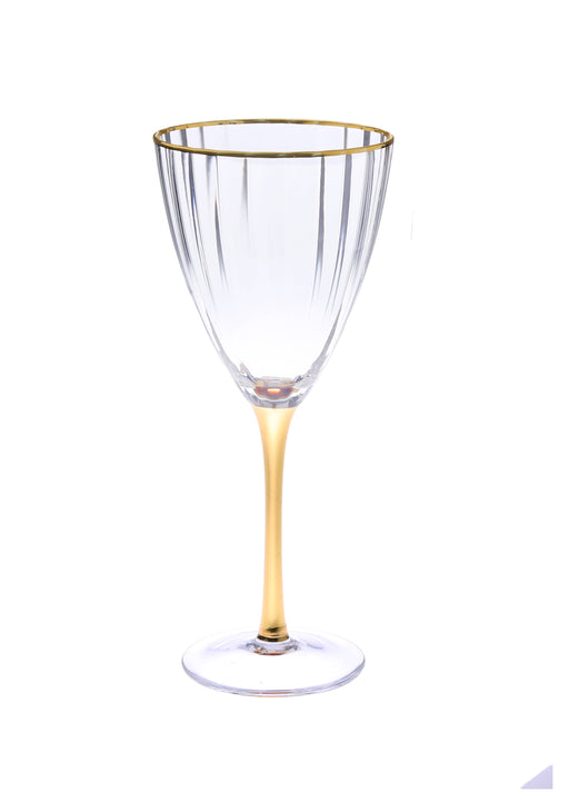 Classic Touch  Textured Wine Glasses with Gold Stem and Rim, Set/6