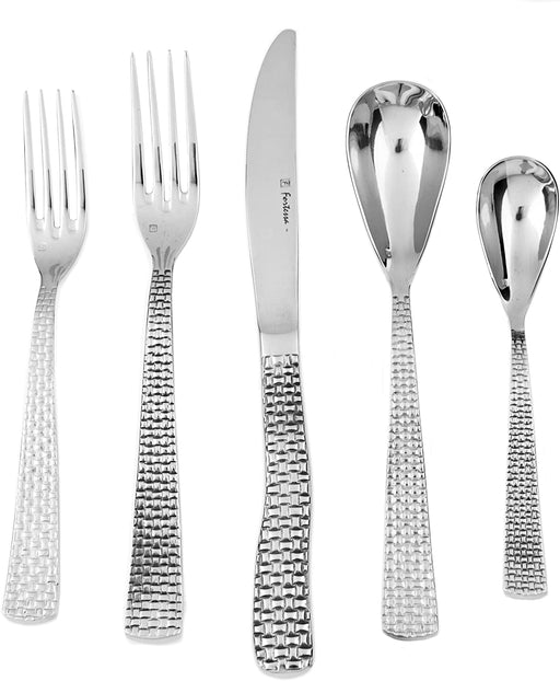 Fortessa Cestino Stainless Steel Flatware, 5 Pc. Place Setting