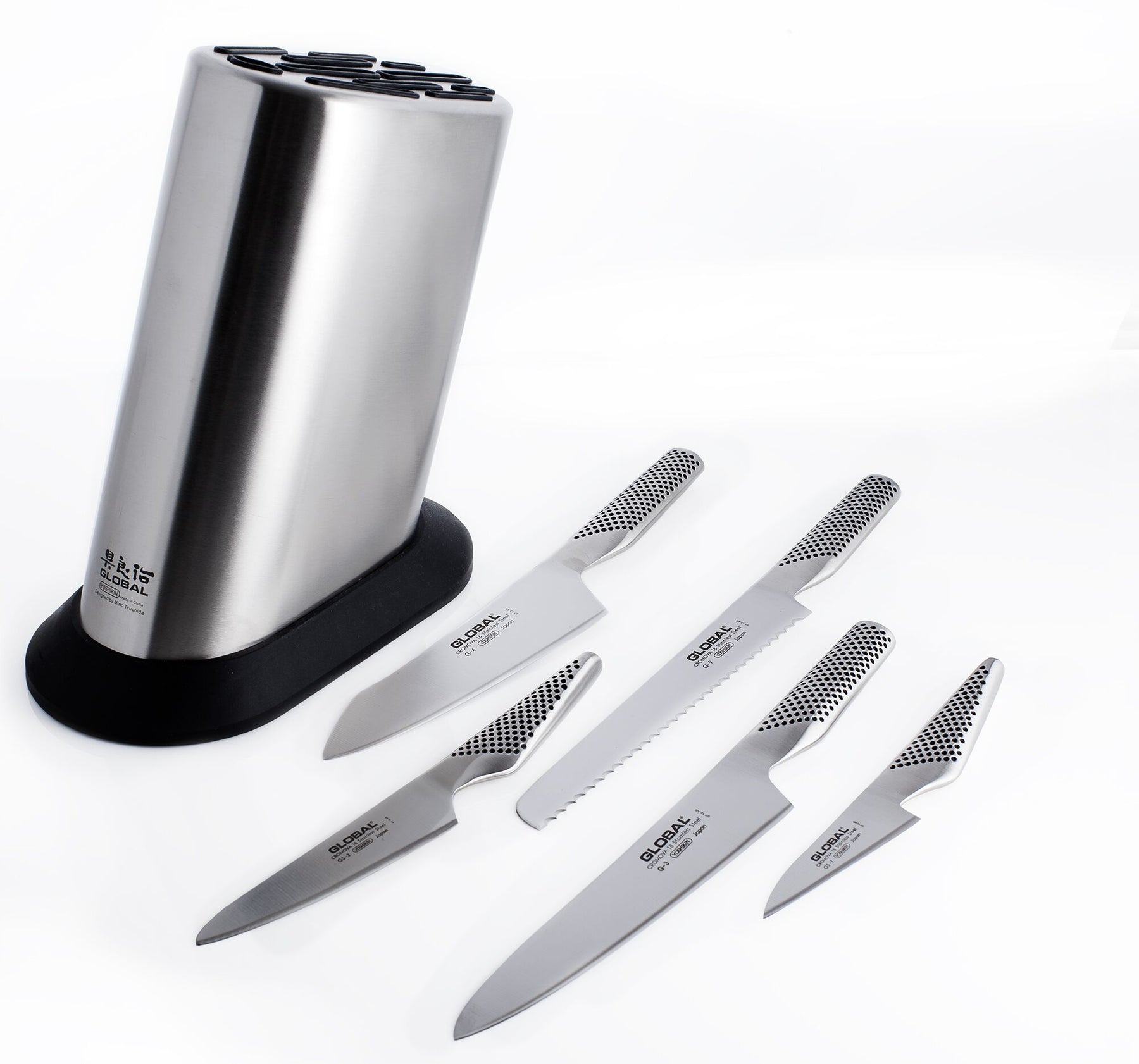Global G-835/WS - 6 Piece Knife Set with Block