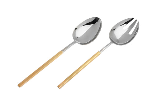 Velaze 2 Piece Gold Salad Spoon Fork Serving Set, Heavy Duty 18/10
