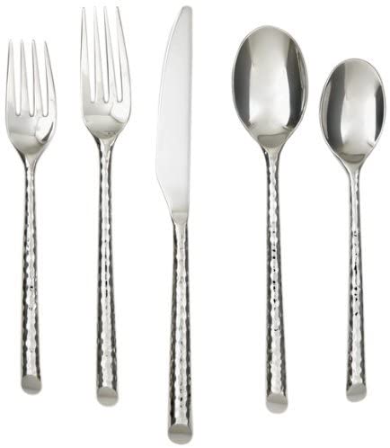 Museum Collection Hammered Forged Stainless 20 Piece Flatware Set, Service for 4