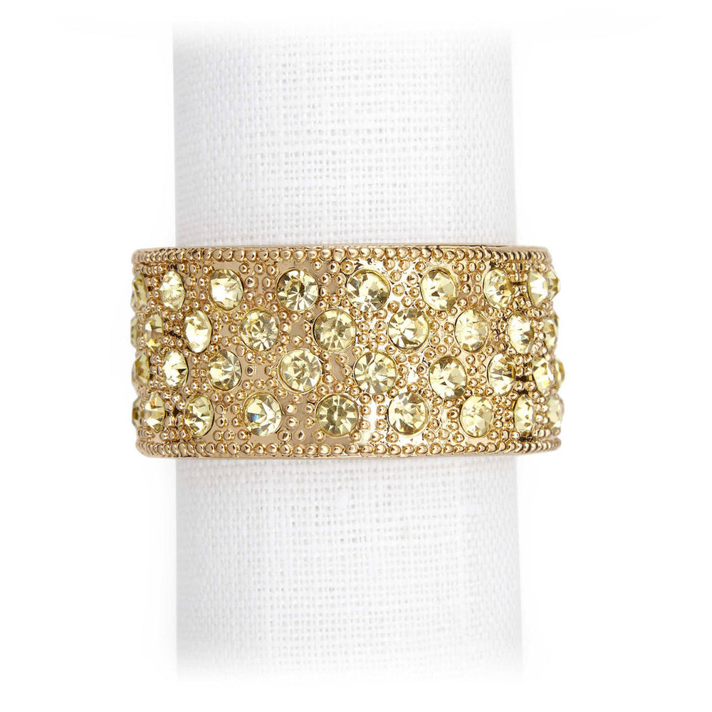 L'Objet Pave Band Napkin Rings w/ Yellow Crystals, Set/4