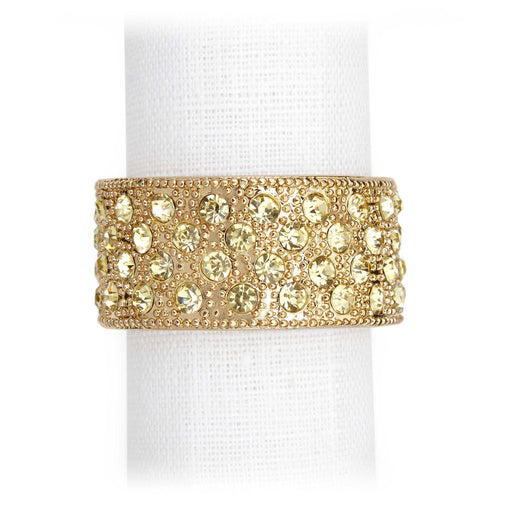 L'Objet Pave Band Napkin Rings w/ Yellow Crystals, Set/4