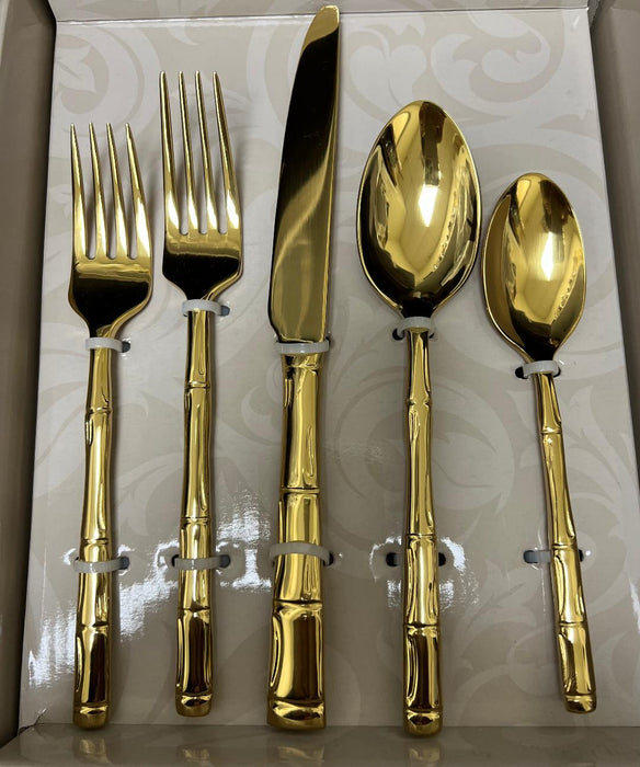 Museum Collection Mamboo 18/10 Stainless Steel 20 Piece Service for 4 Flatware Gold